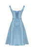 LIGHT SKY BLUE FLORAL DETAILED MIDI DRESS
